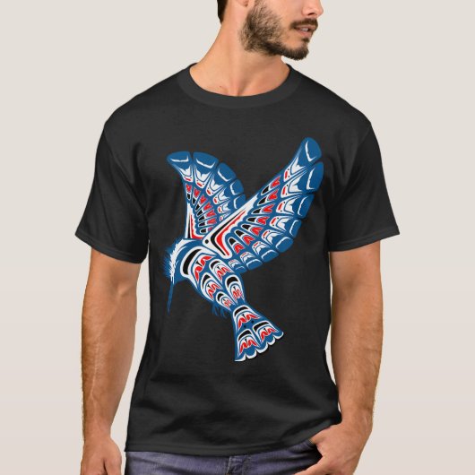 Native Amerikaanse stijl Kingfisher Pacific Northw T-shirt (Voorkant)