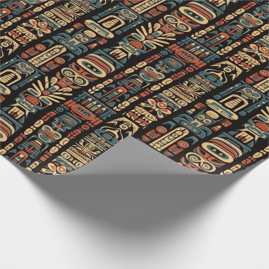 Native Amerikaanse Totem Polen en veren ontwerp Cadeaupapier (Hoek)