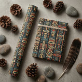 Native Amerikaanse Totem Polen en veren ontwerp Cadeaupapier