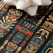 Native Amerikaanse Totem Polen en veren ontwerp Inpakpapier Vel