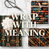 Native Amerikaanse Totem Polen en veren ontwerp Inpakpapier Vel