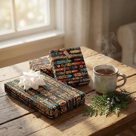 Native Amerikaanse Totem Polen en veren ontwerp Inpakpapier Vel