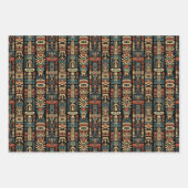 Native Amerikaanse Totem Polen en veren ontwerp Inpakpapier Vel (Voorkant)