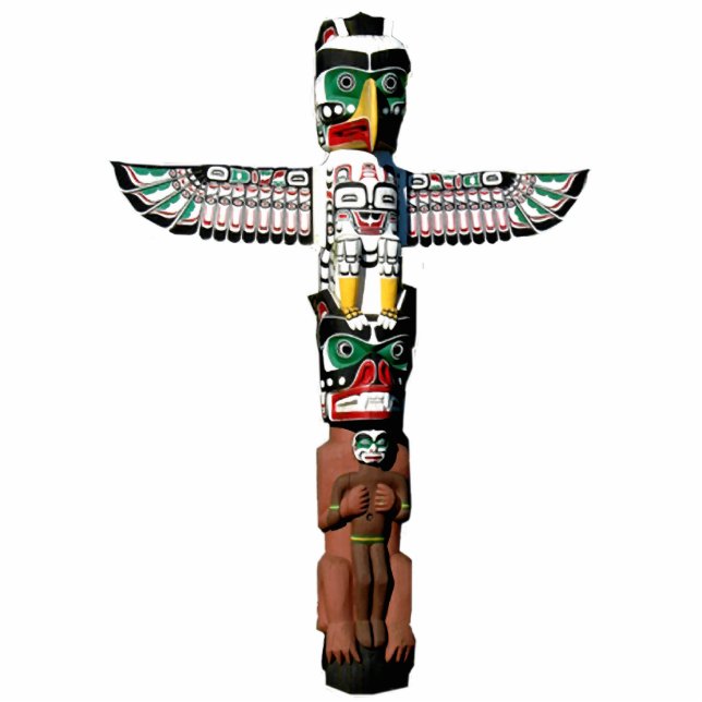 Native Amerikaanse Totem Pool gebeeldhouwde Spirit Fotobeeldje Magneet (Voorkant)