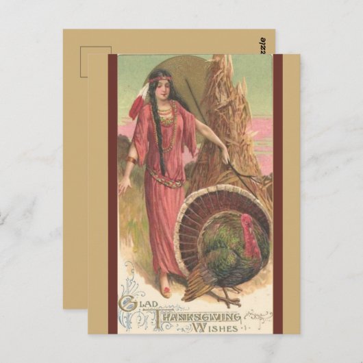 Native Amerikaanse Vrouw Thanksgiving Briefkaart (Voorkant / Achterkant)