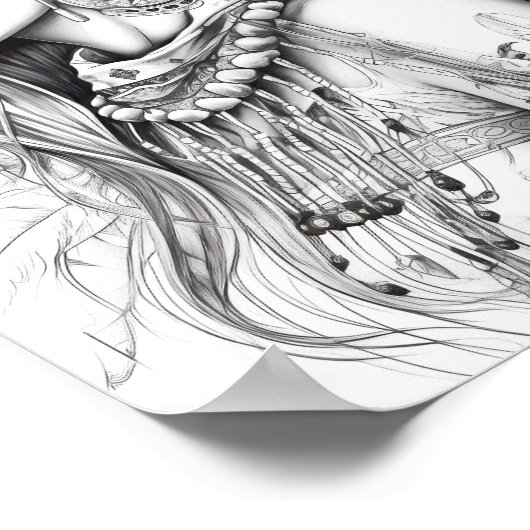 Native Amerikaanse vrouw volwassen kleuren Poster (Hoek)