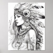 Native Amerikaanse vrouw volwassen kleuren Poster (Voorkant)