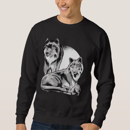Native Amerikaanse wolf moeder vader en Baby wolf Trui (Voorkant)