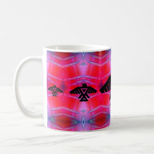 Native Anishinaabe Thunderbird Fluorescent Pink Koffiemok (Links)
