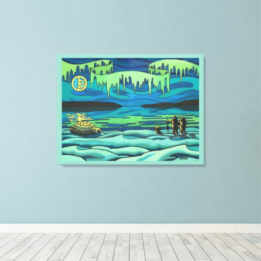 Native Art Painting Print Inuit Liefde Canvas Prin (Insitu (Houten vloer))