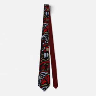Native Art Stropdassen First Nations Totem Necktie