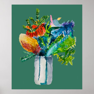 Native Australian Flowers waterverf Poster