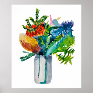 Native Australian Flowers waterverf Poster