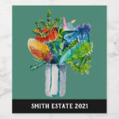 Native Australian Flowers waterverf Wijn Etiket (Enkel label)