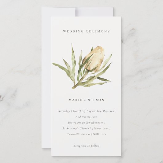 Native Banksia Waterverf Floral Wedding Invite Bedankkaart (Voorkant)