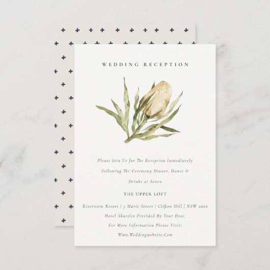 Native Banksia Waterverf Floral Wedding Reception Informatiekaartje (Voorkant / Achterkant)