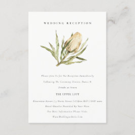 Native Banksia Waterverf Floral Wedding Reception Informatiekaartje
