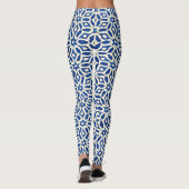 Native Batik Blauw Wit Kunst Leggings (Achterkant)