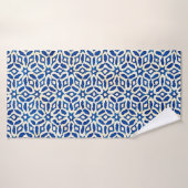Native batik waterverf artistiek blauw en witte pa badhanddoek (Badhanddoek)