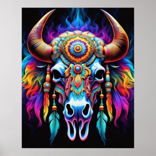 Native Bison Skull-Poster Poster (Voorkant)