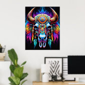 Native Bison Skull-Poster Poster (Thuiskantoor)