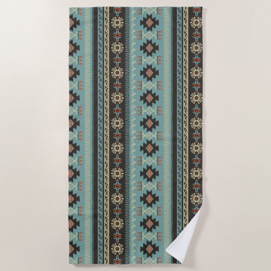 Native Blanket Geometric Pattern Beach Towel Strandlaken (Voorkant)