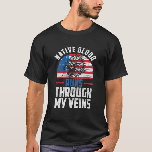 Native Blood loopt door mijn inheemse Amerikaan T-shirt (Voorkant)