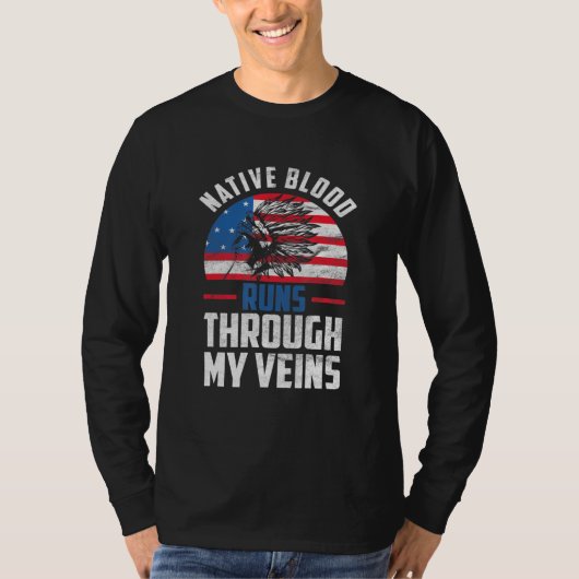 Native Blood loopt door mijn inheemse Amerikaan T-shirt (Voorkant)