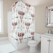 Native bull skul and arrows tribal seamless patter douchegordijn (In situ)