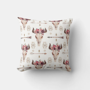 Native bull skul and arrows tribal seamless patter kussen