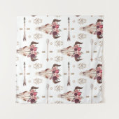 Native bull skul and arrows tribal seamless patter wandkleed (Voorkant (horizontaal))