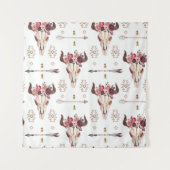 Native bull skul and arrows tribal seamless patter wandkleed (Voorkant)