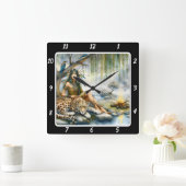 Native Calm: Forest Floor Tiger's Aanwezigheid Vierkante Klok (Huis)