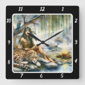 Native Calm: Forest Floor Tiger's Aanwezigheid Vierkante Klok (Voorkant)