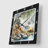 Native Calm: Forest Floor Tiger's Aanwezigheid Vierkante Klok (Hoek)