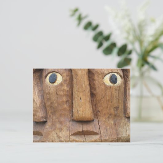 Native Carved Face Briefkaart (Staand voorkant)