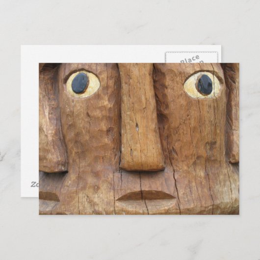 Native Carved Face Briefkaart (Voorkant / Achterkant)