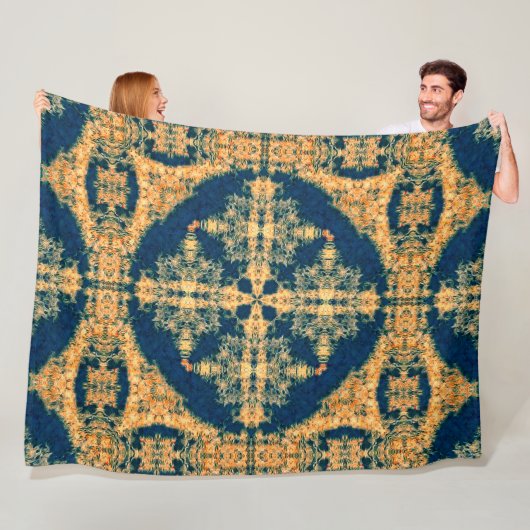 Native Cheyenne Buffalo Sacred Medicine Wheel Art Fleece Deken (In situ)