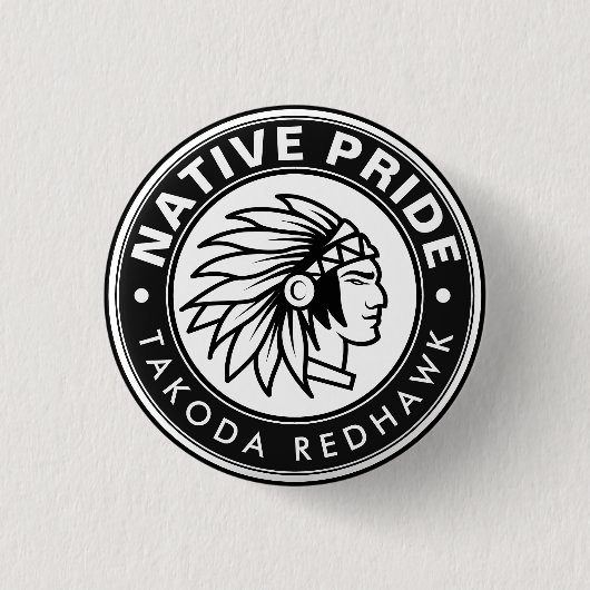 Native Chief Logo Native Pride Persoonlijke Naam Ronde Button 3,2 Cm (Voorkant)