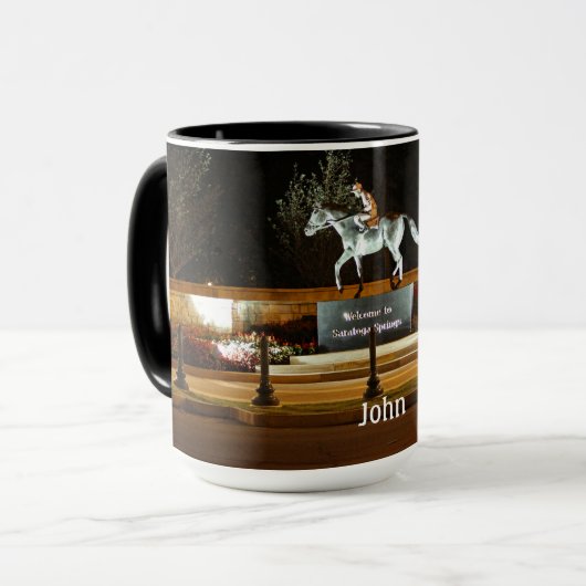 Native Dancer Horse Statue Saratoga Coffee Mok (Voorkant links)