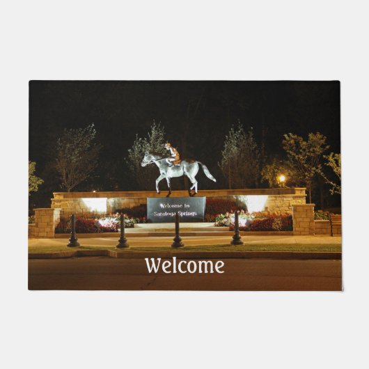 Native Dancer Horse Statue Saratoga door Mat (Voorkant)