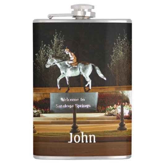 Native Dancer Horse Statue Saratoga Vinyl Flask Heupfles (Voorkant)