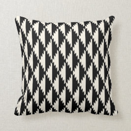 Native Diamond Tribal Pattern Black en Cream Kussen