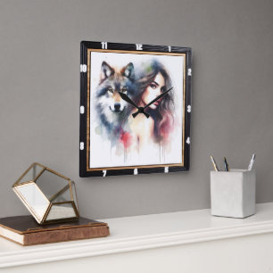 Native Essence: Forest's Heart Evening Glow Vierkante Klok