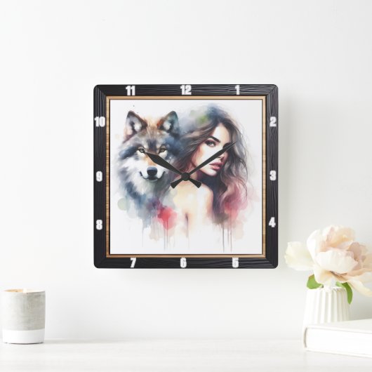 Native Essence: Forest's Heart Evening Glow Vierkante Klok (Huis)