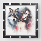 Native Essence: Forest's Heart Evening Glow Vierkante Klok (Voorkant)