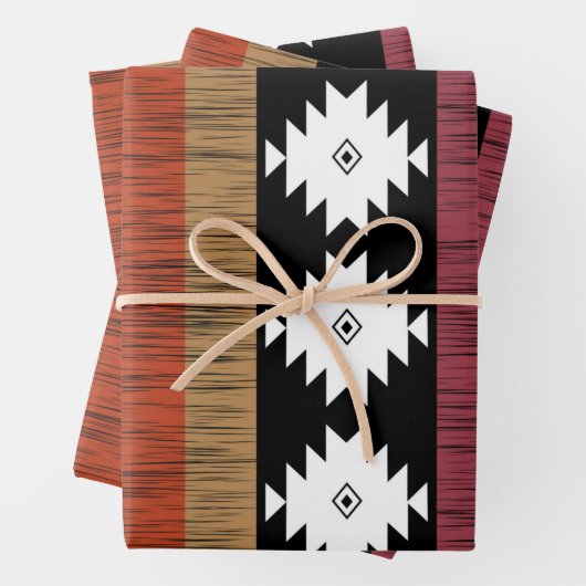 Native Ethnic Colorful Lines Patroon Inpakpapier Vel (In situ)