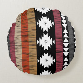 Native Ethnic Colorful Lines Patroon Rond Kussen