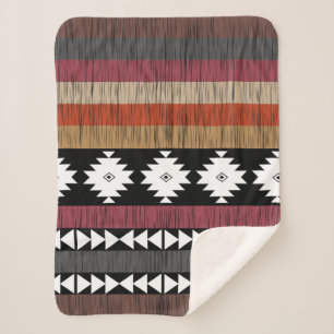 Native Ethnic Colorful Lines Patroon Sherpa Deken