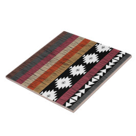 Native Ethnic Colorful Lines Patroon Tegeltje
